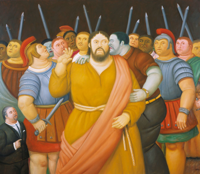 F.Botero, El beso de Judas, 2010, museo colombiano di Antioquia