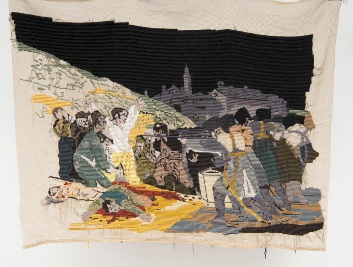 Bertille Bak, Shelving, Banner 6, da “Tres de Mayo”, Francisco de Goya, 2013, lana su tela, 90x130 cm. Photo Giorgio Benni